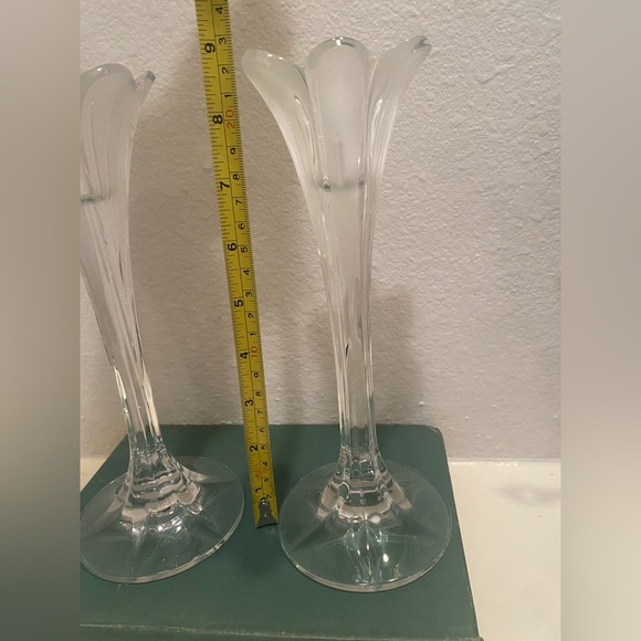 Vintage Pair of 24% Lead Tulip Crystal Cristal d'Arques French Candle Holders - Picture 7 of 9